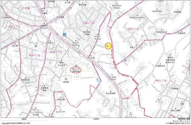沖縄市大里2丁目土地地図1